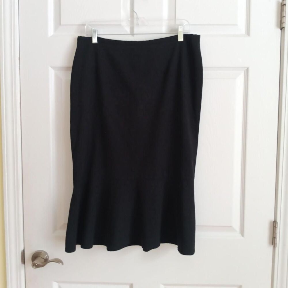 Emma James black stretch midi skirt Size 14P